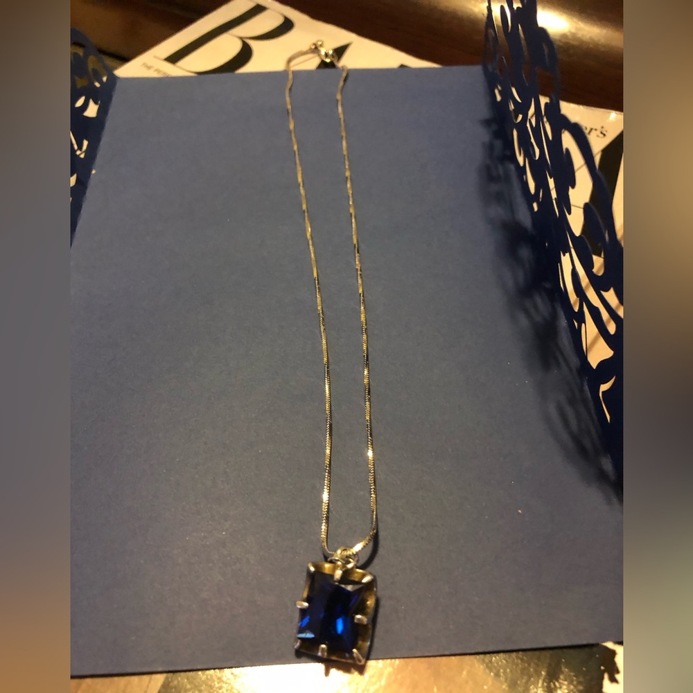 Silver 925 pendant with vintage blue topaz Taxco silver.